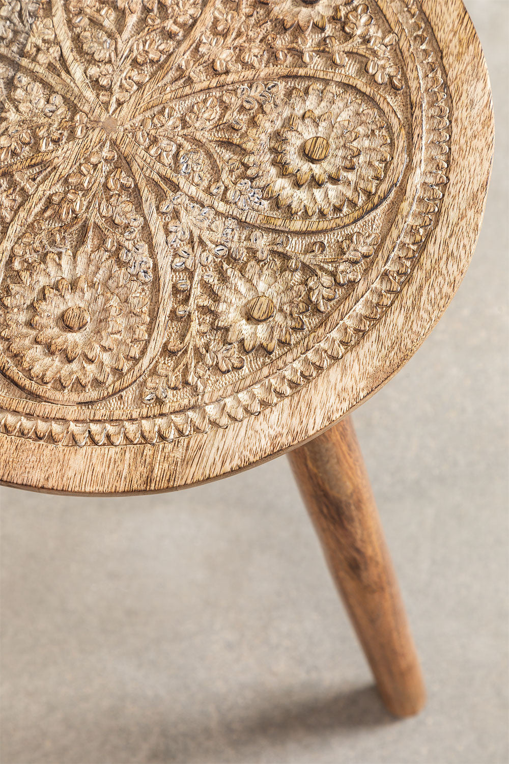 Handmade Nature's Elegance: Handcrafted Round Mango Wood Side Table - A Timeless Accent for Your Home