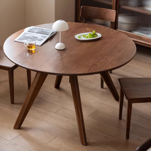 Round Dining Table Walnut Solid Wood round dining table