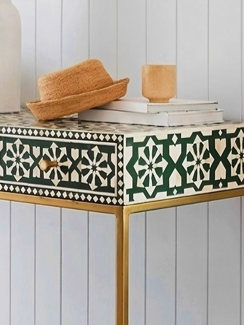 3Drawer Bone Inlay & Metal Stand Console Table |console table|wooden console table|living room console table|entryway console table|console furniture,