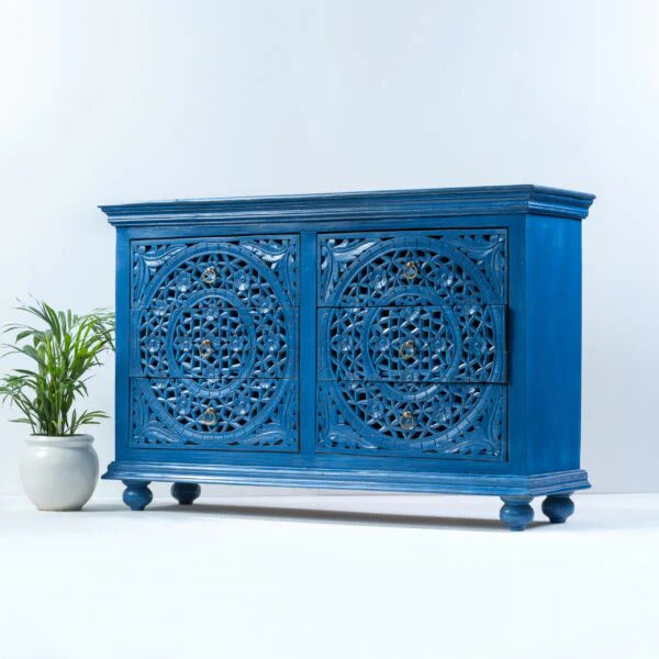 Indian Wooden Chest of Drawers Handcrafted Handmade Hand Painted for Home Decor ,Bedroom living room table.