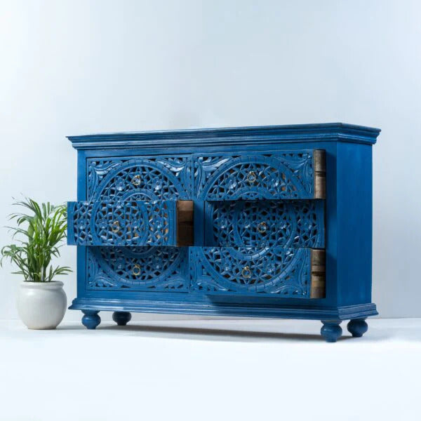 Indian Wooden Chest of Drawers Handcrafted Handmade Hand Painted for Home Decor ,Bedroom living room table.