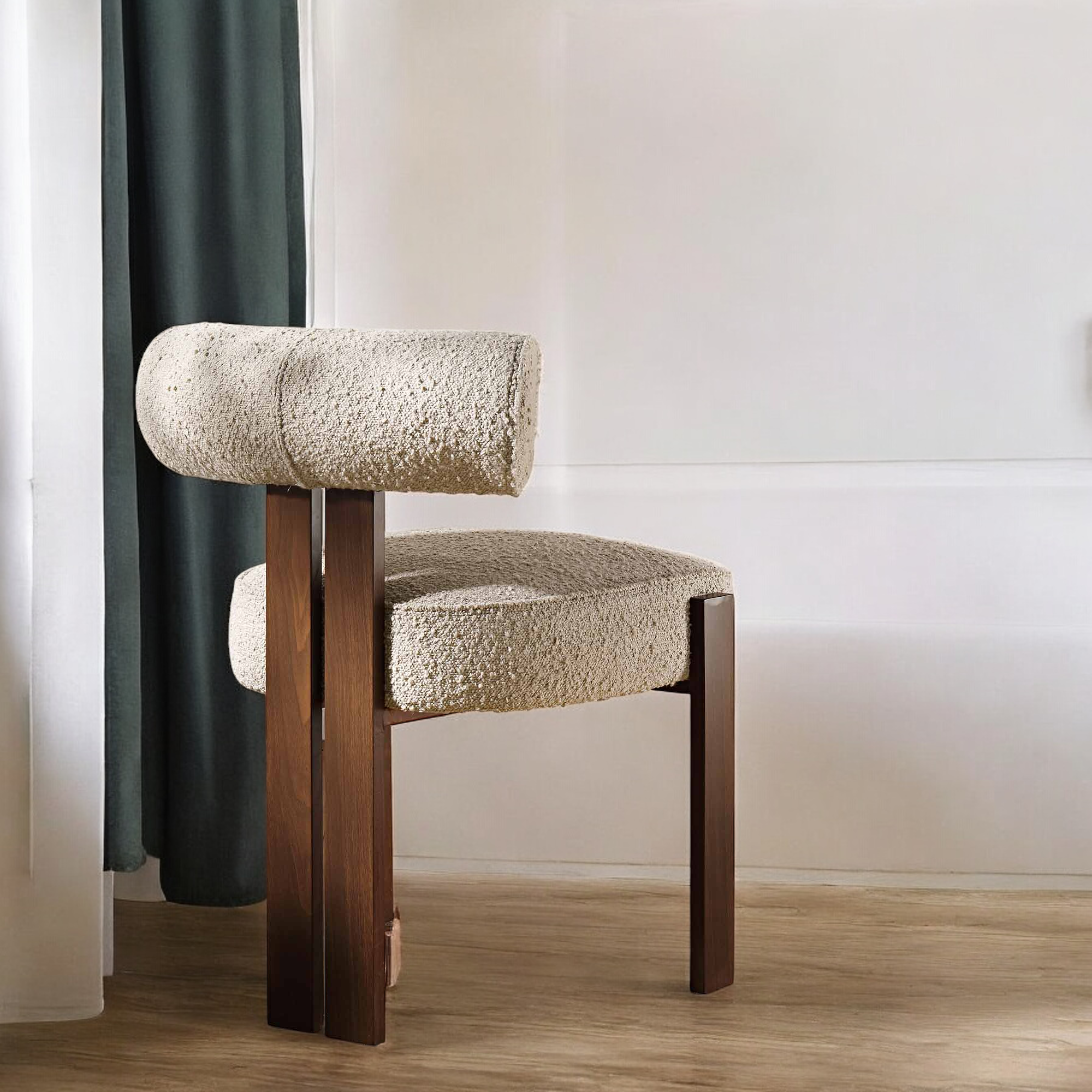 Boucle upholstery Chair | Dining chair | wooden chair | living room chairs | wooden chair design | cafe chairs | accent chairs