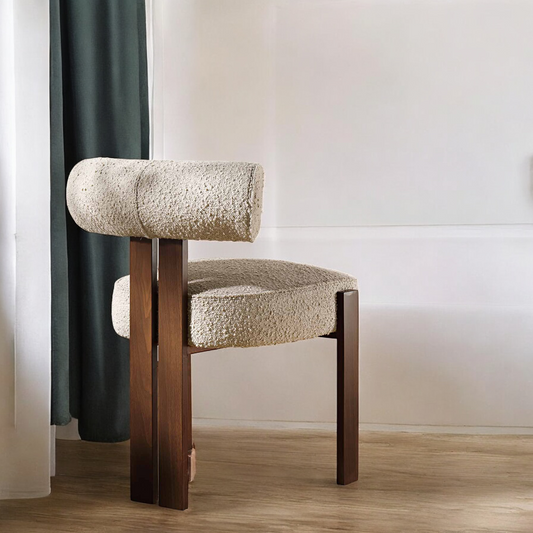 Boucle upholstery Chair | Dining chair | wooden chair | living room chairs | wooden chair design | cafe chairs | accent chairs