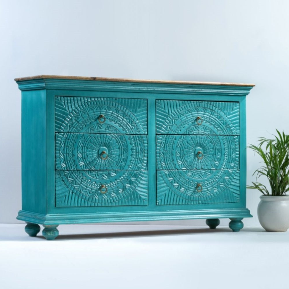 Indian Wooden Chest of Drawers Handcrafted Handmade Hand Painted for Home Decor ,Bedroom living room table.