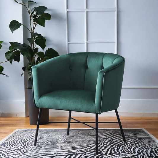 Chair in Emerald Green Velvet | Diniaing chair | wooden chair | living room chairs | wooden chair design | cafe chairs | accent chairs