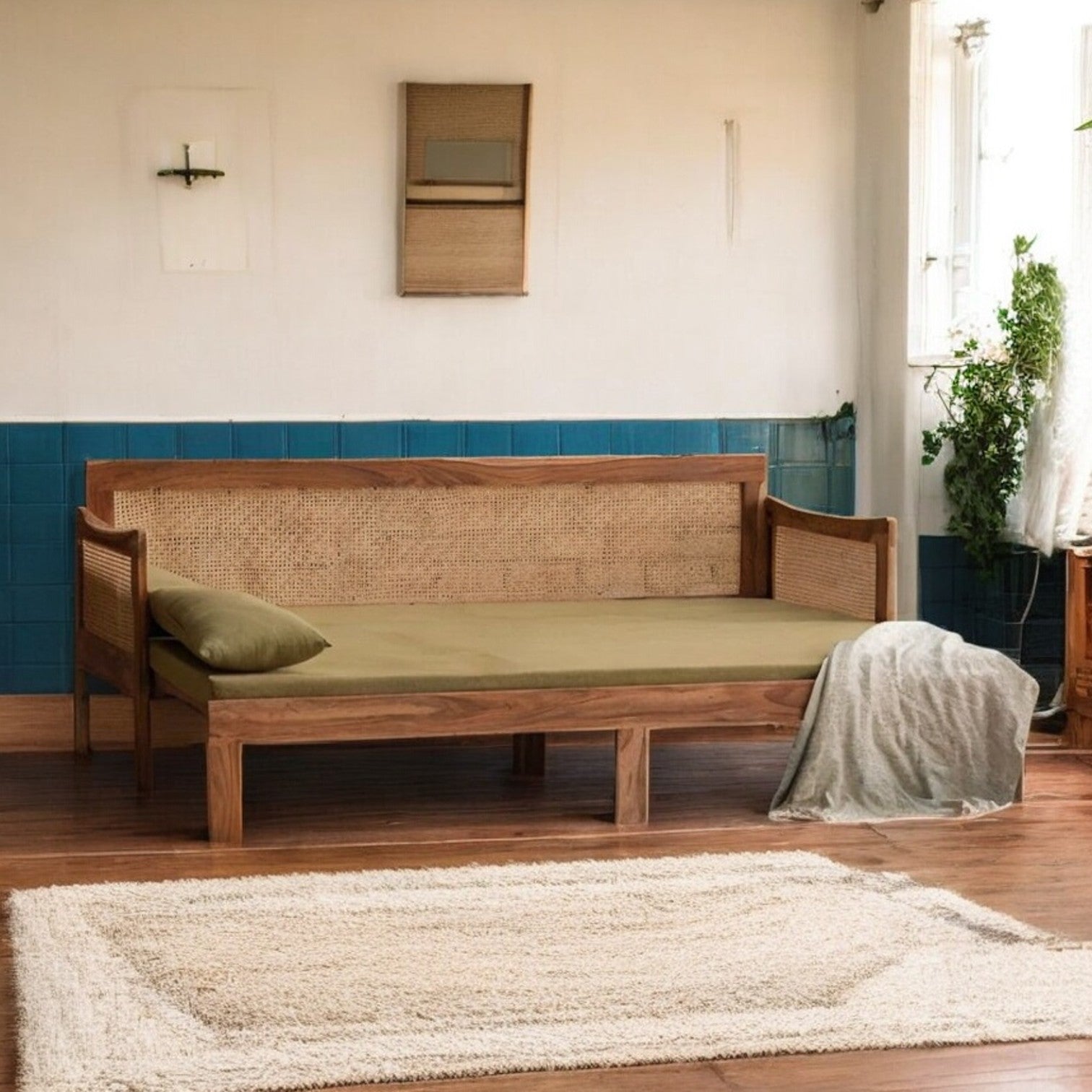 Wooden & Cane Sofa Cum Bed |sofa come bed|sofa bed|couch bed|sleeper sofa|day bed|sofa bed couch,