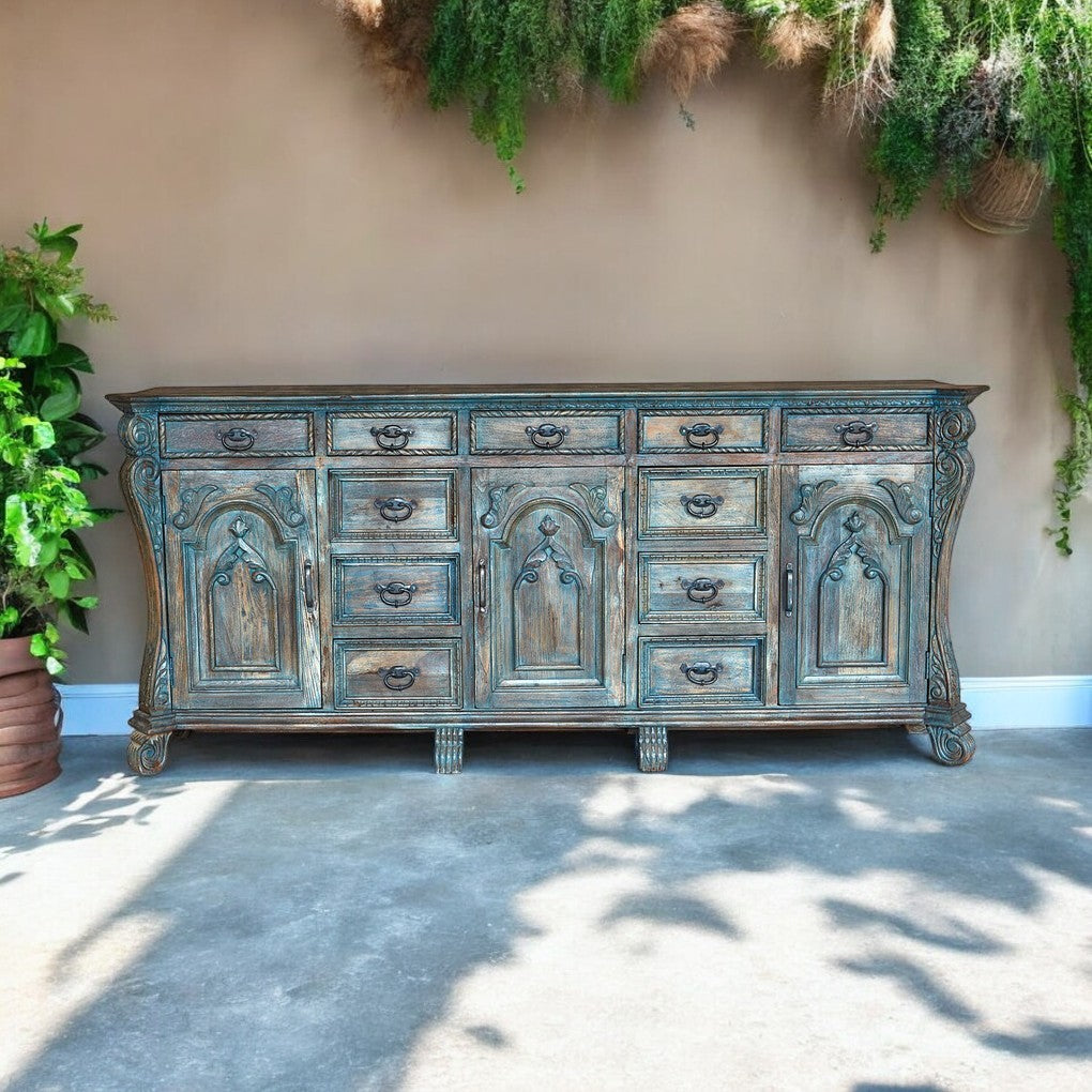 Mango Wood Chest of Drawers – Blue Vintage Dresser Drawer Cabinet | J.L.HOME DECOR