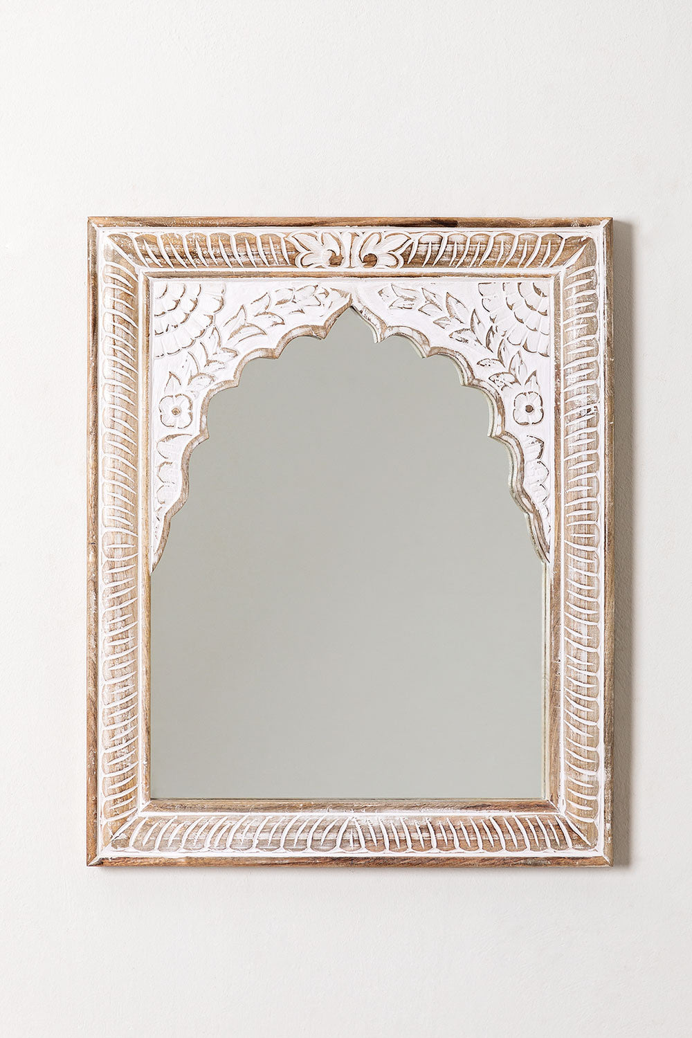 Handmade Indian Style Jharokha Hand Carved Wall Mirror in Solid Hard Wood | Vinatge | Rustic | Living Room Antique Wall Decor