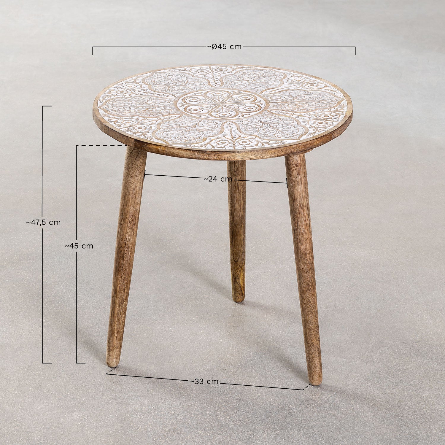 Handmade Nature's Elegance: Handcrafted Round Mango Wood Side Table - A Timeless Accent for Your Home