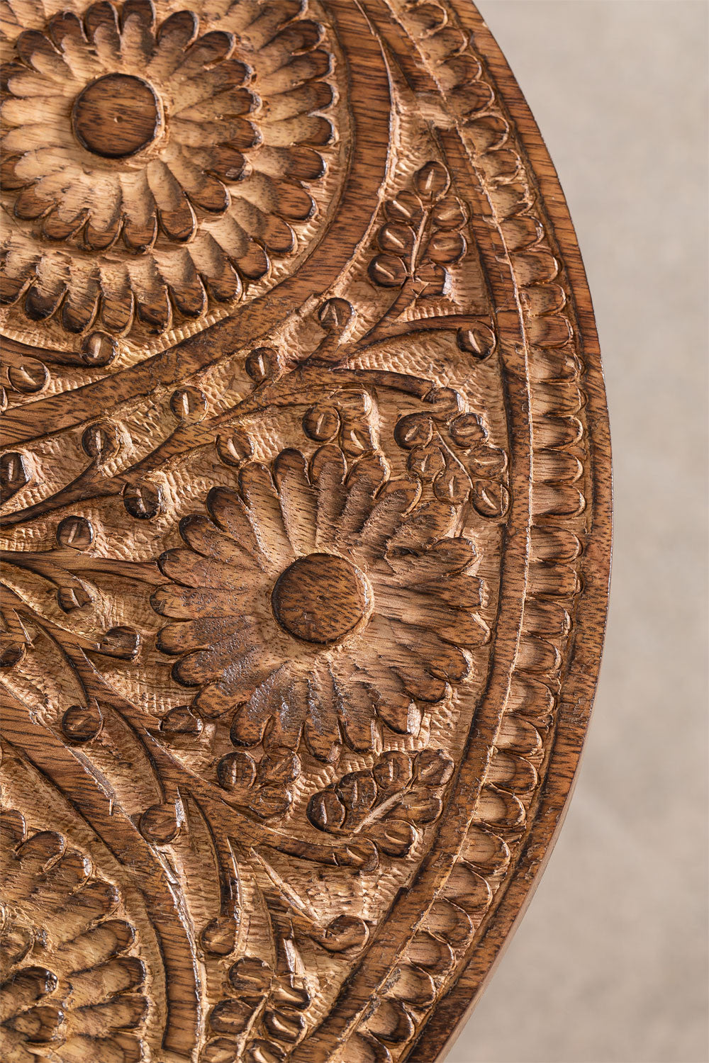 Handmade Nature's Elegance: Handcrafted Round Mango Wood Side Table - A Timeless Accent for Your Home