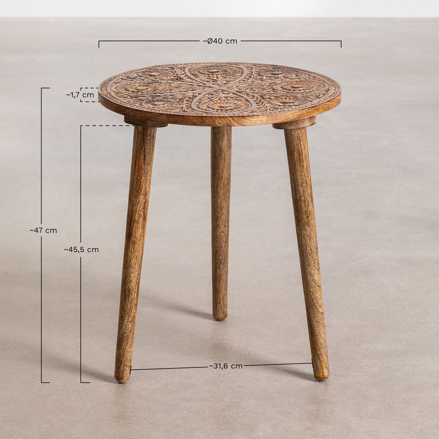 Handmade Nature's Elegance: Handcrafted Round Mango Wood Side Table - A Timeless Accent for Your Home