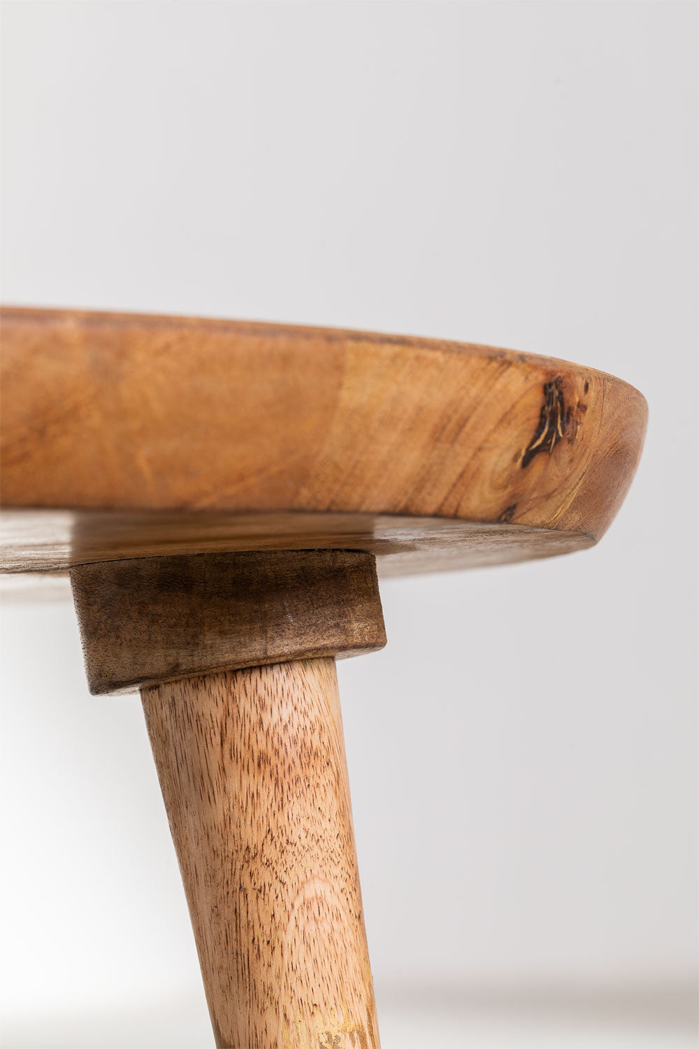 Handmade Nature's Elegance: Handcrafted Round Mango Wood Side Table (40 cm) - A Timeless Accent for Your Home