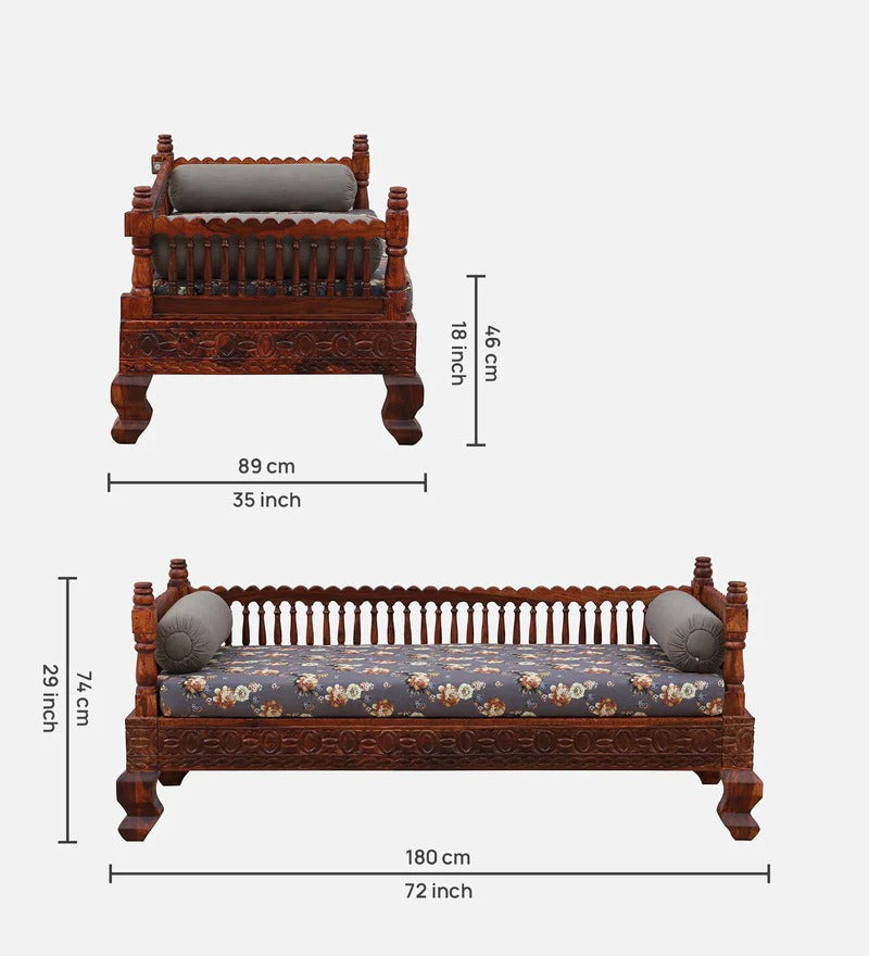 Solid Wood Day Bed in Honey Oak Finish - J.L.HOME DECOR