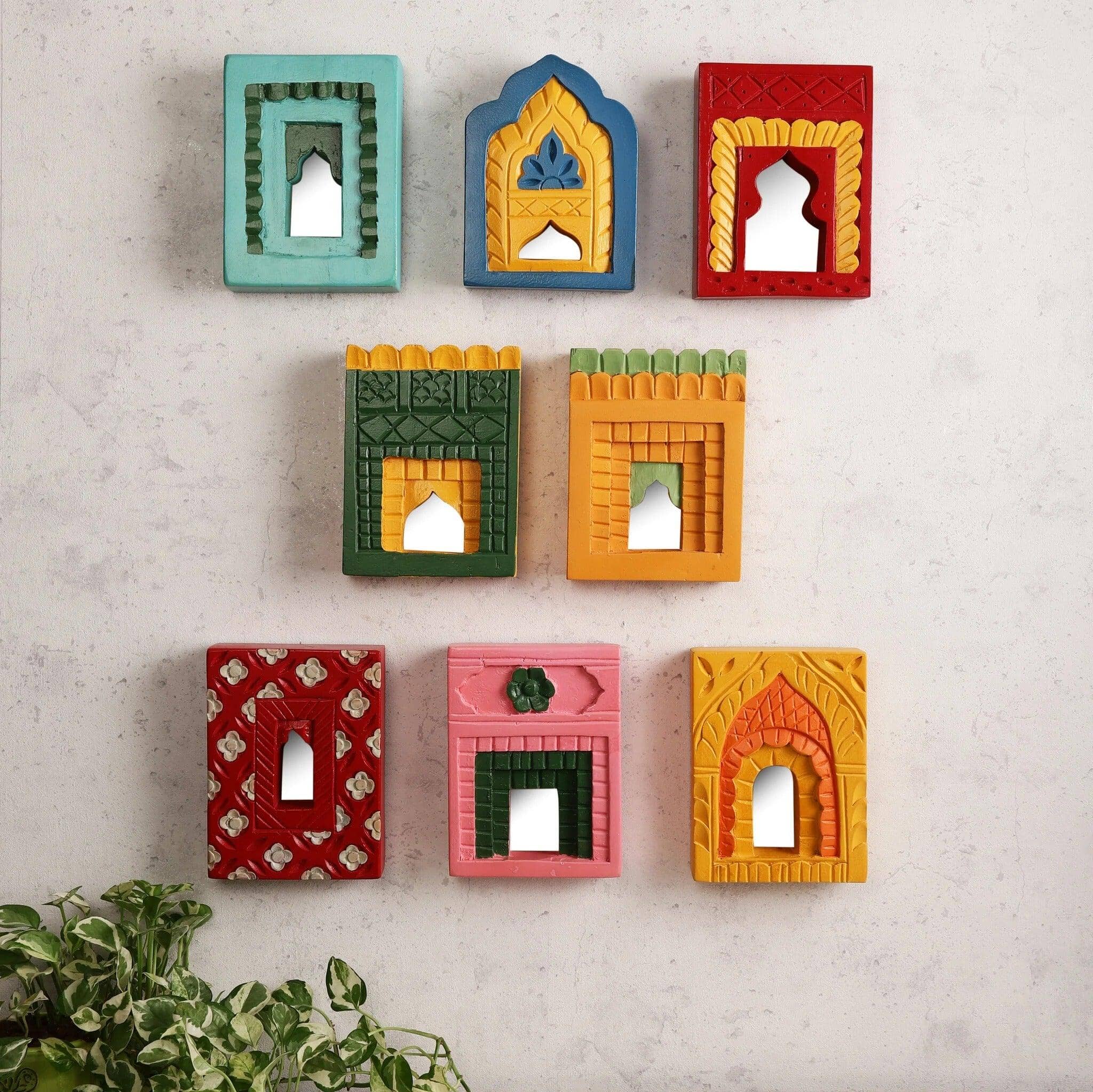 Explore an extensive range of wall mirror designs, including wall mirror designs for living rooms, jharokha mirrors, carved wooden mirror frames, and decorative mirrors. Discover pink mirrors, small decorative mirrors, makeup hand mirrors, and mirror art wall decor to enhance any space. Perfect for bedrooms, bathrooms, and living rooms, our collection includes vintage mirrors, rustic frames, modern jharokhas, and aesthetic wall mirrors. Shop online for wooden jharokhas, carved mirror frames, and unique mirr