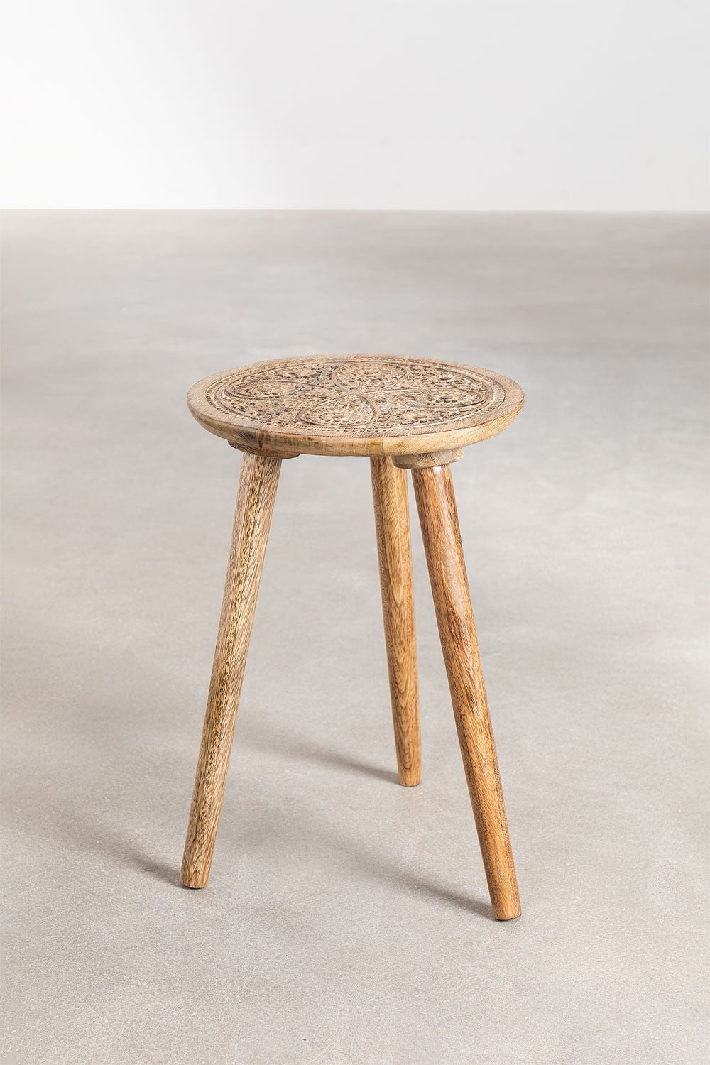 Handmade Nature's Elegance: Handcrafted Round Mango Wood Side Table - A Timeless Accent for Your Home