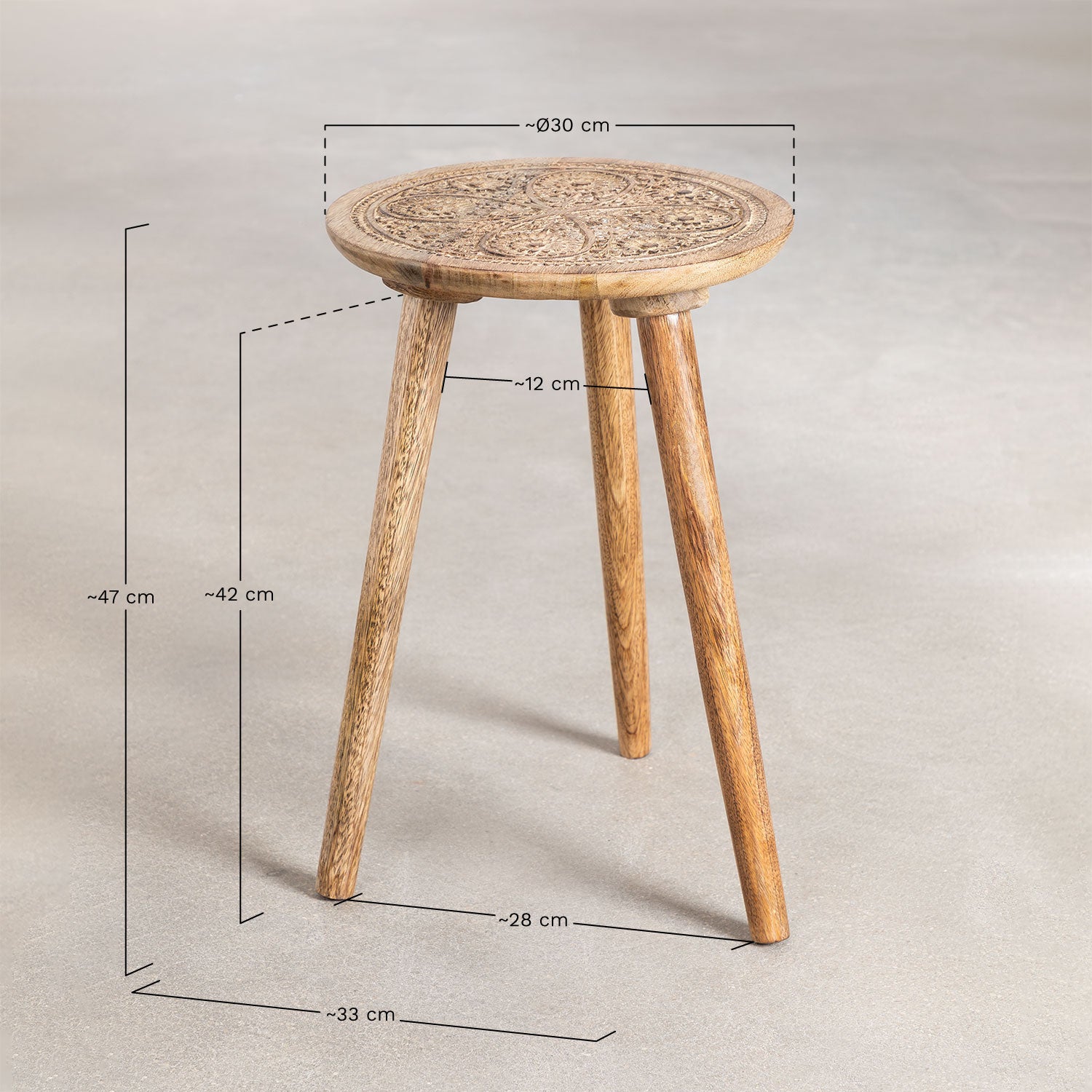 Handmade Nature's Elegance: Handcrafted Round Mango Wood Side Table - A Timeless Accent for Your Home