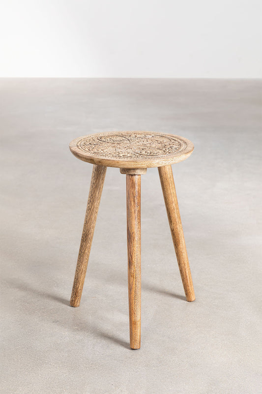 Handmade Nature's Elegance: Handcrafted Round Mango Wood Side Table - A Timeless Accent for Your Home