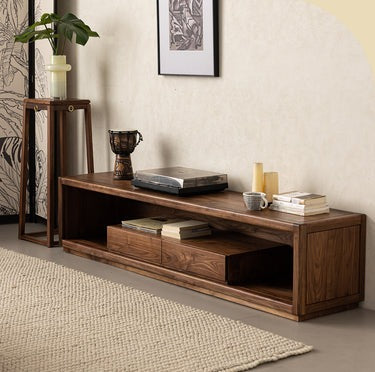 Contemporary Solid Walnut Wood Tv Stand