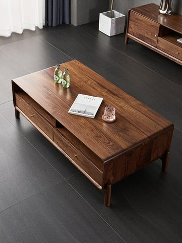 Solid Dark Wood Coffee Table, Solid American Walnut Coffee Table (Antique Luxurious)