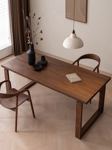 Dark Walnut Wood Dining Table, Solid Wood Walnut Table