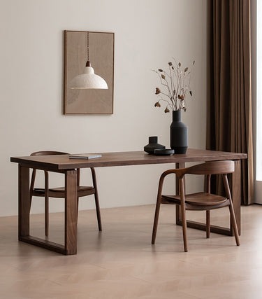 Dark Walnut Wood Dining Table, Solid Wood Walnut Table