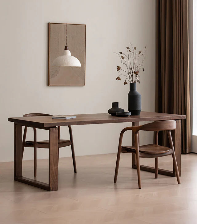 Dark Walnut Wood Dining Table, Solid Wood Walnut Table