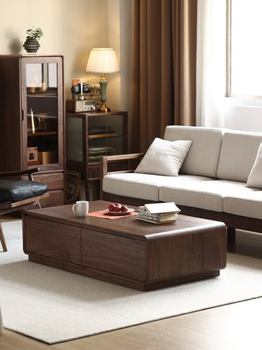 Minimalistic Design Solid Walnut Wood Coffee Table (Antique luxurious)