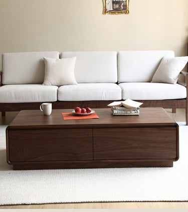 Minimalistic Design Solid Walnut Wood Coffee Table (Antique luxurious)