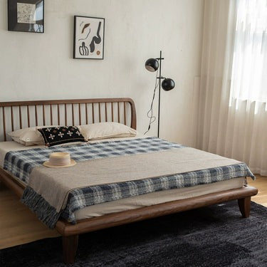 Mid Century Walnut Wood Bed Frame, Mid Century Modern Walnut wood bed