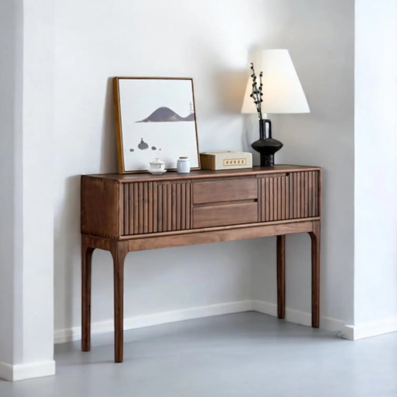 Walnut 2-Door 2-Drawer Console Table - Wooden Console Table Console Table  2-door console table jlhomedecor2021.myshopify.com