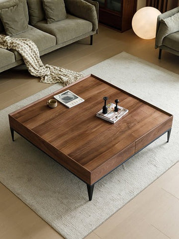 Large Real Walnut Square Coffee Table (Antique Luxurious)