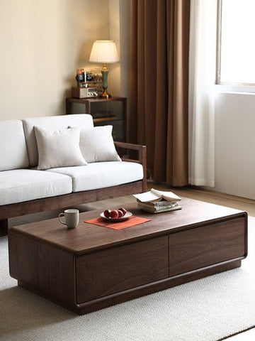 Minimalistic Design Solid Walnut Wood Coffee Table (Antique luxurious)