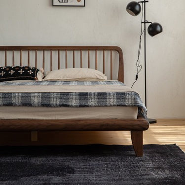 Mid Century Walnut Wood Bed Frame, Mid Century Modern Walnut wood bed