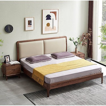 Platform Bed Frame Walnut, Walnut Wood King Size Bed, Walnut Wood Bed