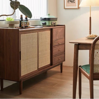 Caning Door solid walnut bedroom furniture, sideboard cabinet, buffet sideboard (Antique Luxurious )