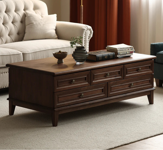 American Style Coffee Table Black Walnut Wood (Antique Luxurious)