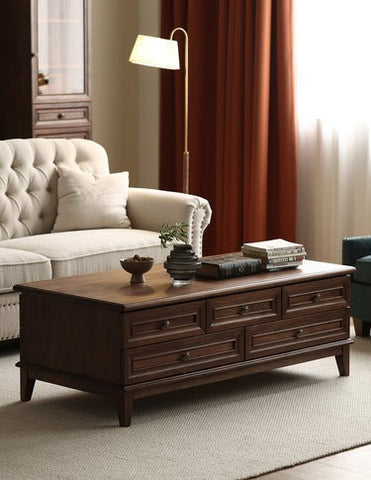 American Style Coffee Table Black Walnut Wood (Antique Luxurious)