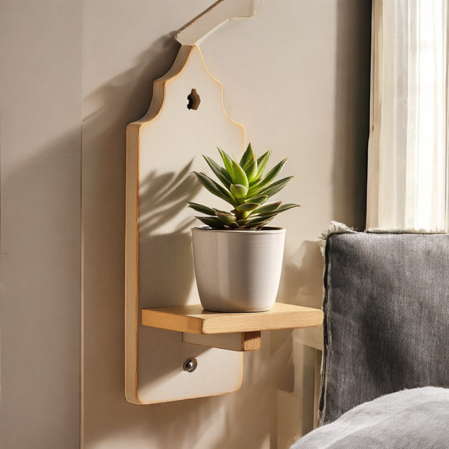 Wooden Wall Shelf - Modern Wall Mounted Decorative Shelf for Living Room & Bedroom