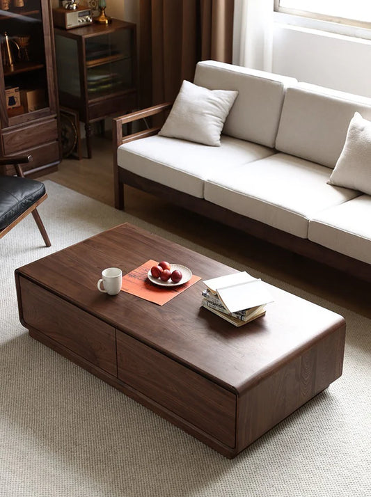 Minimalistic Design Solid Walnut Wood Coffee Table (Antique luxurious)