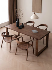 Dark Walnut Wood Dining Table, Solid Wood Walnut Table