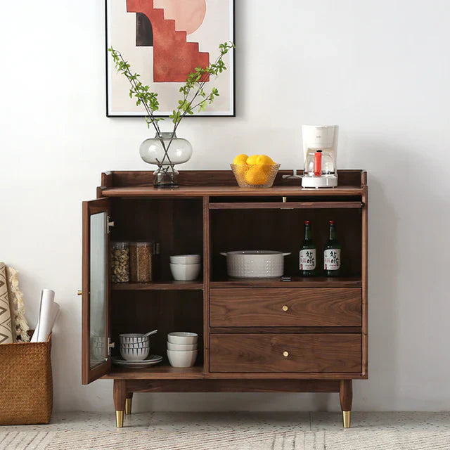 Solid Walnut Cabinet For Three Size Option, Wood Walnut Cabinet, Walnut Kitchen Cupboard (Antique Luxurious)