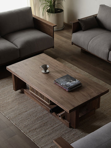 Walnut Japandi Solid Wood Coffee Table