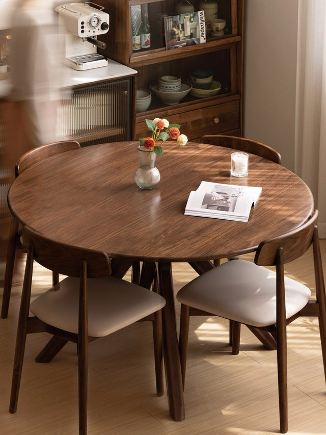 Round Dining Table Walnut Solid Wood round dining table