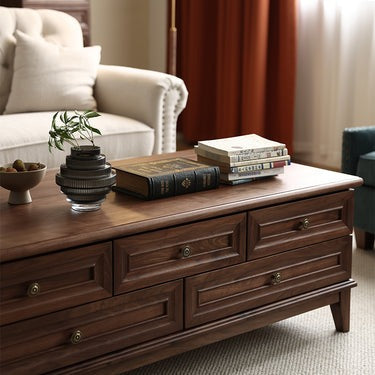 American Style Coffee Table Black Walnut Wood (Antique Luxurious)