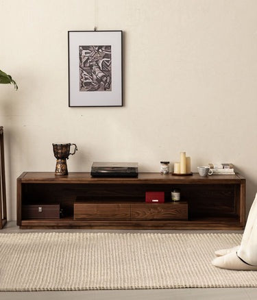 Contemporary Solid Walnut Wood Tv Stand