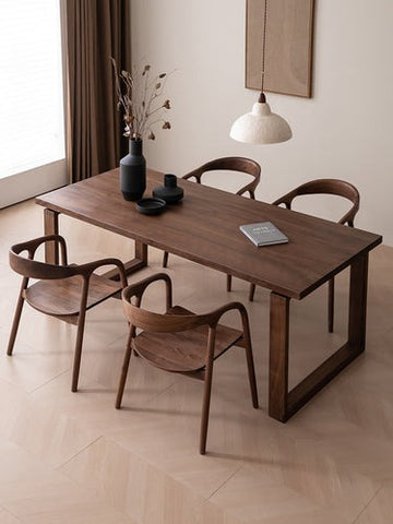 Dark Walnut Wood Dining Table, Solid Wood Walnut Table