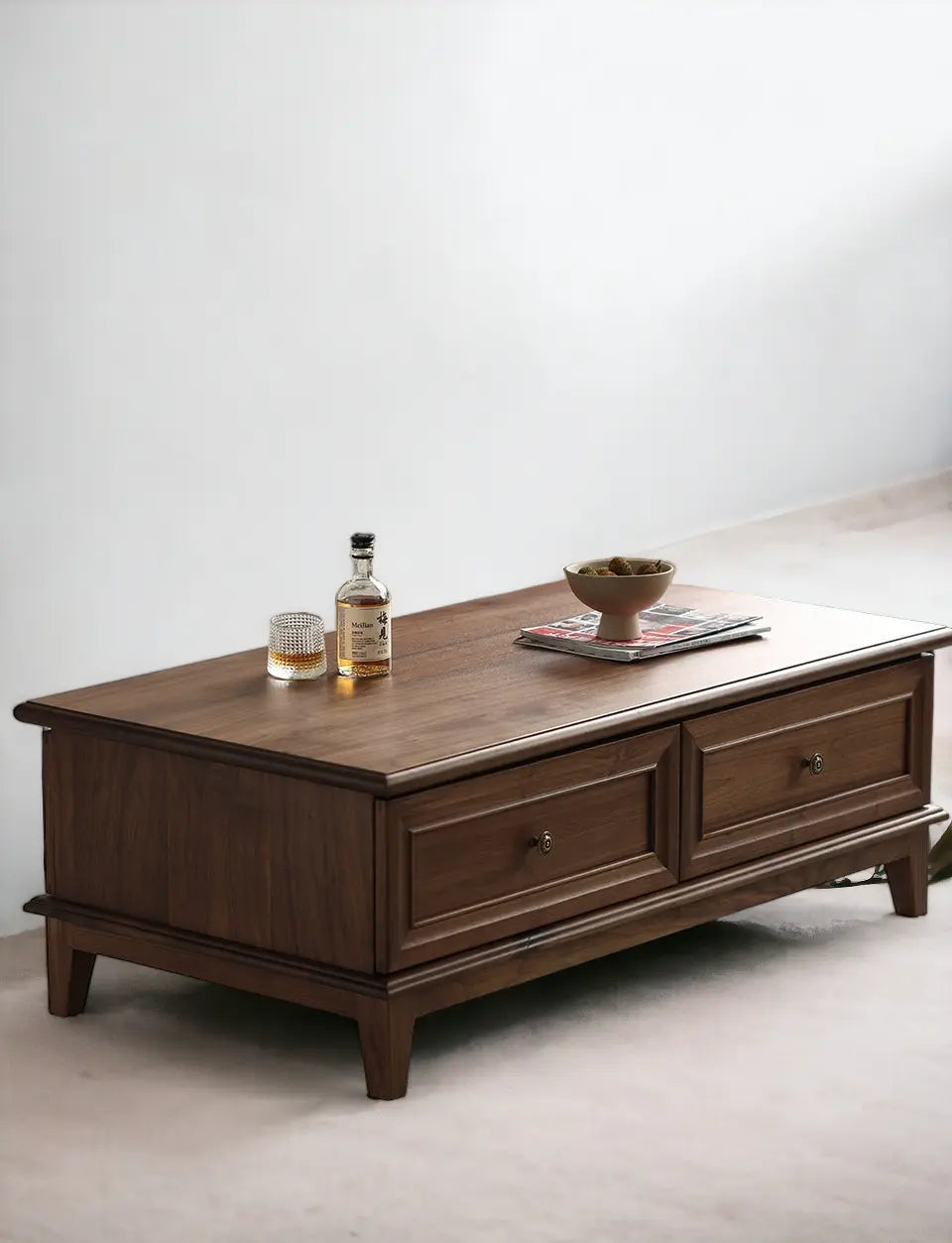 farmhouse coffee tables/storage coffee table/Coffee Table 2drawers Solid Wood coffee table  bespoke design jlhomedecor2021.myshopify.com