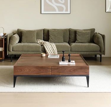 Large Real Walnut Square Coffee Table (Antique Luxurious)