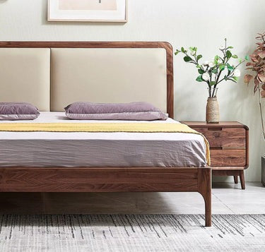 Platform Bed Frame Walnut, Walnut Wood King Size Bed, Walnut Wood Bed