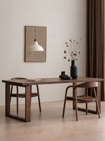 Dark Walnut Wood Dining Table, Solid Wood Walnut Table